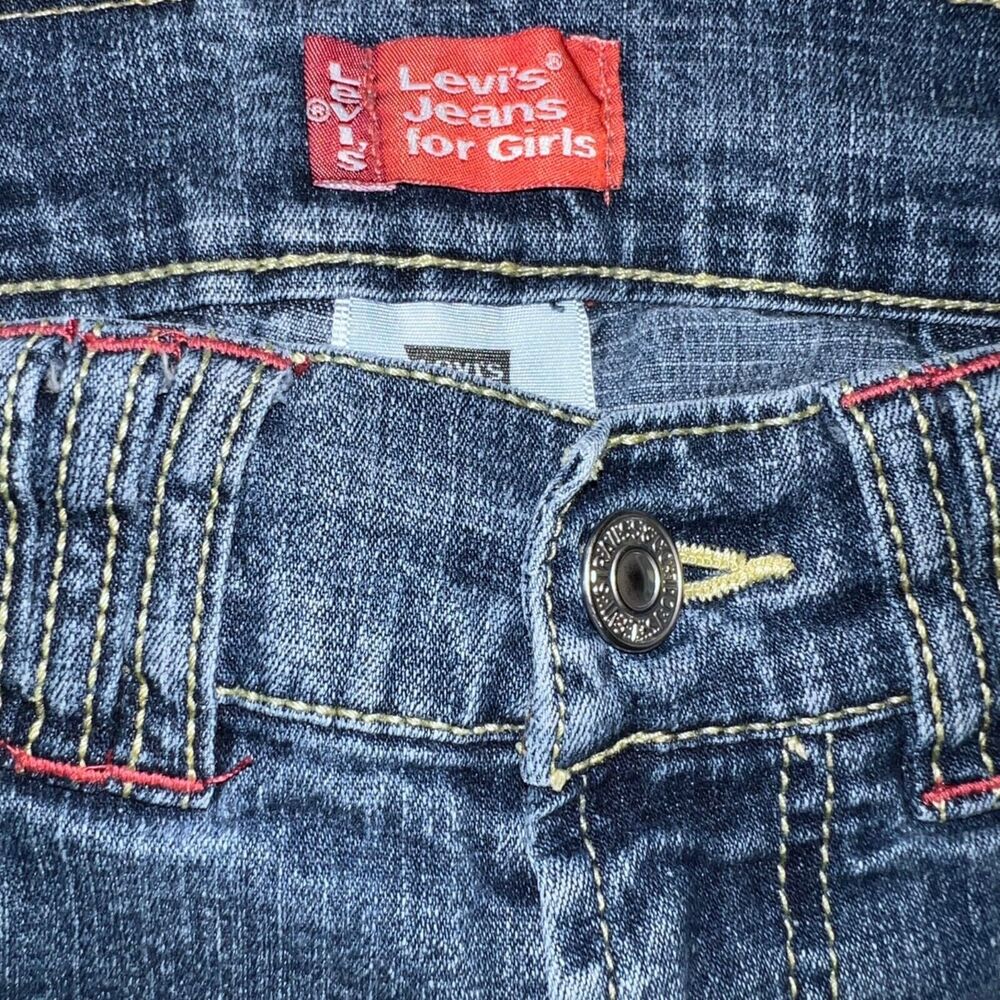 Vintage Levis Girls Capri Denim Blue Jeans Pants Rolled Cuffs Mid Wash Size 10 - Picture 3 of 9